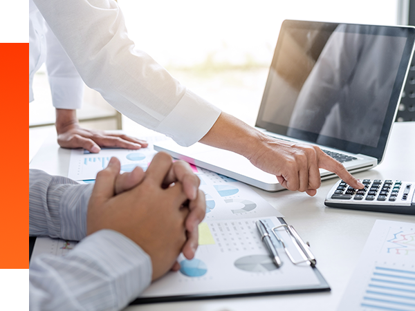 two accountants analyzing numbers