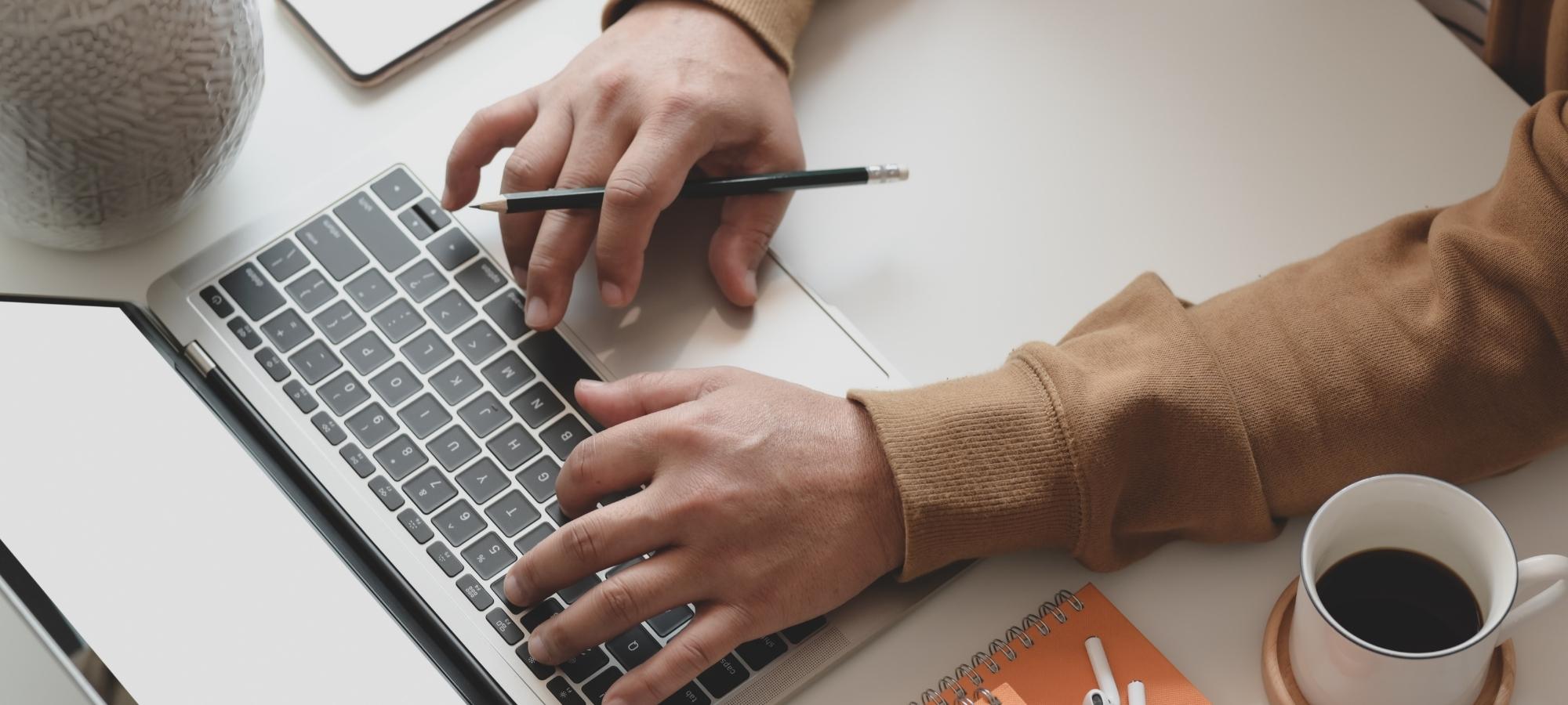 Person on a computer filing taxes